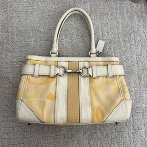 Coach Y2K butter yellow Signature Double Handle Handbag satchel horsebit